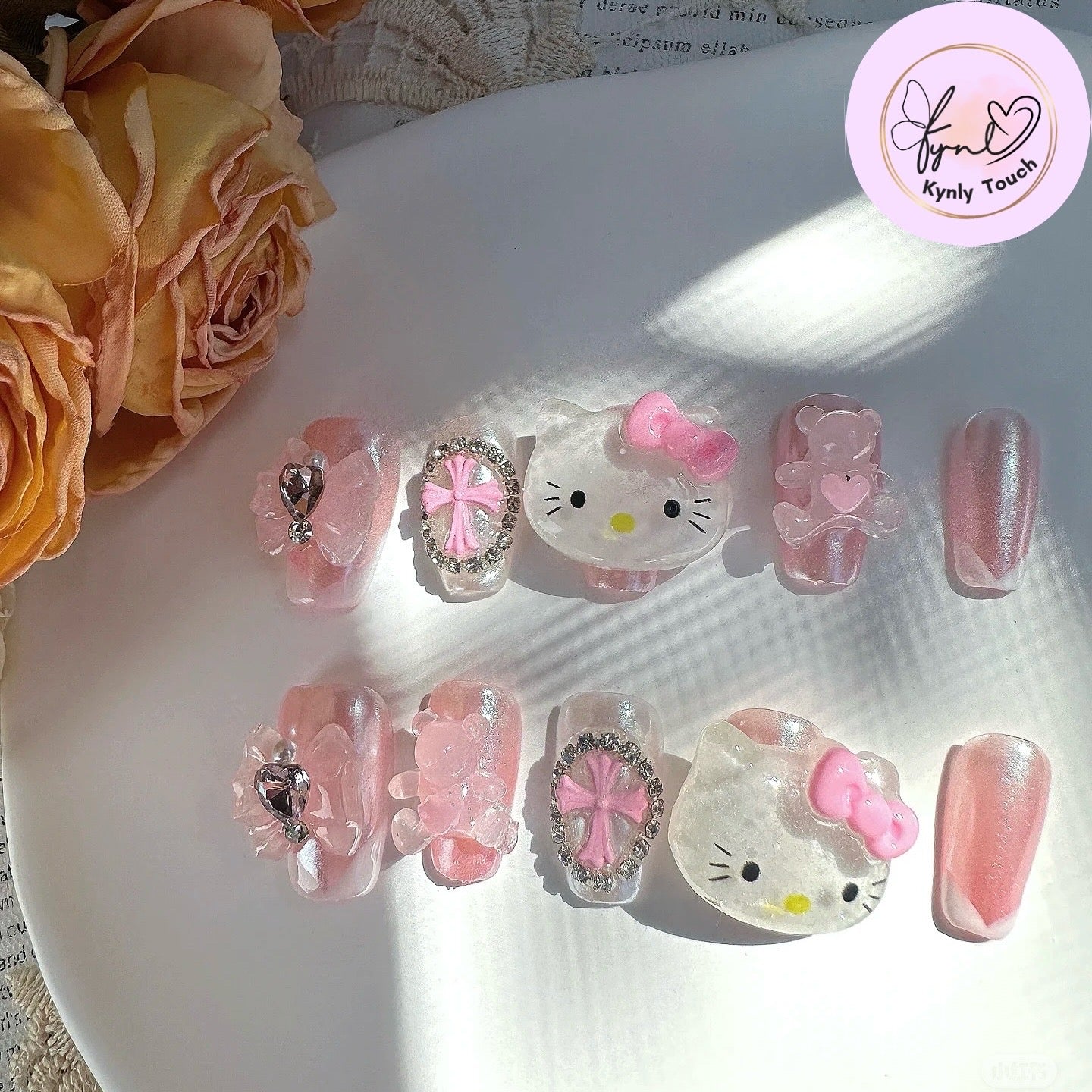 Big Head Kitty - Cute Kawaii Handmade Press On Nails