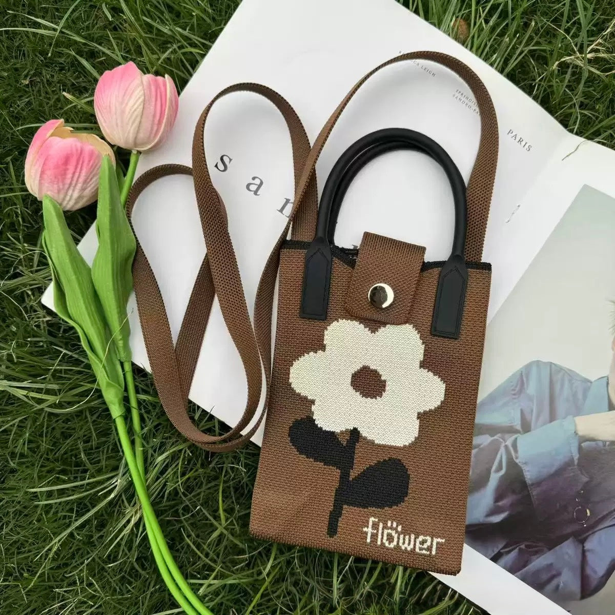 Premium Knit Crossbody Phone Bag