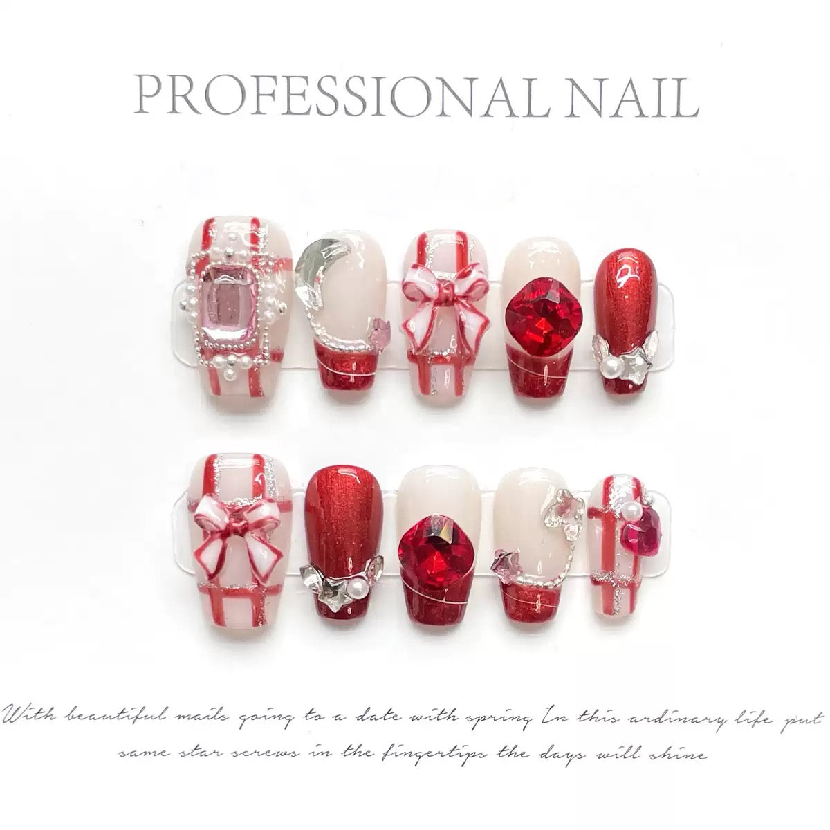 Ruby French - Handmade Press On Nails