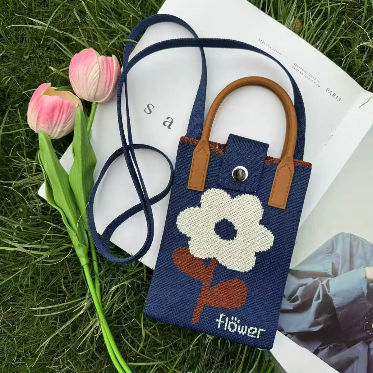 Premium Knit Crossbody Phone Bag