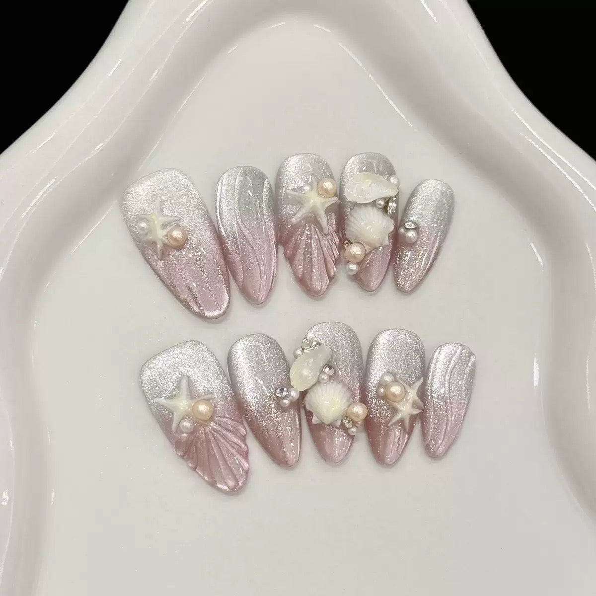 Pearl Tale - Long Party Handmade Press On Nails