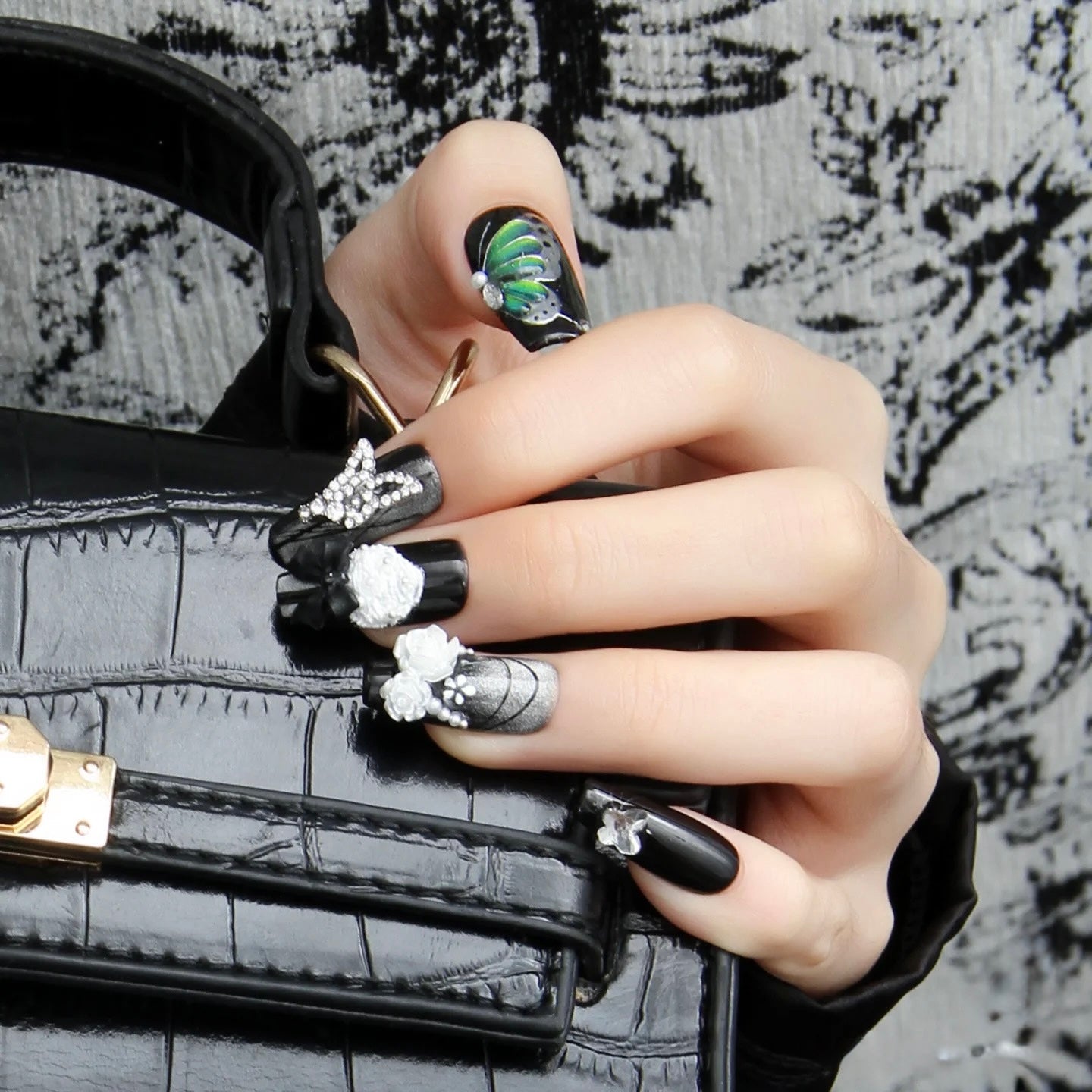 Green Butterfly - Handmade Press On Nails