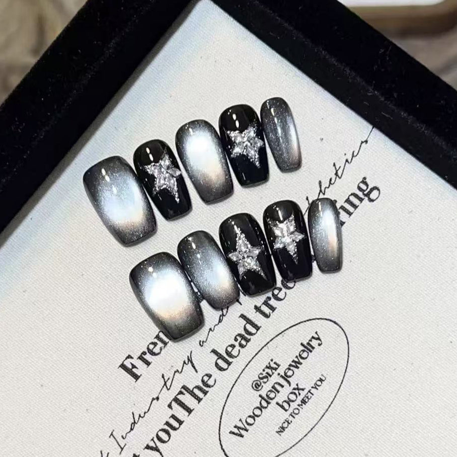 Midnight Twinkling Star - Handmade Press On Nails