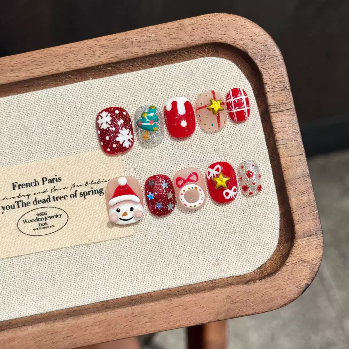 Xmas Snow - Holiday Handmade Press On Nails