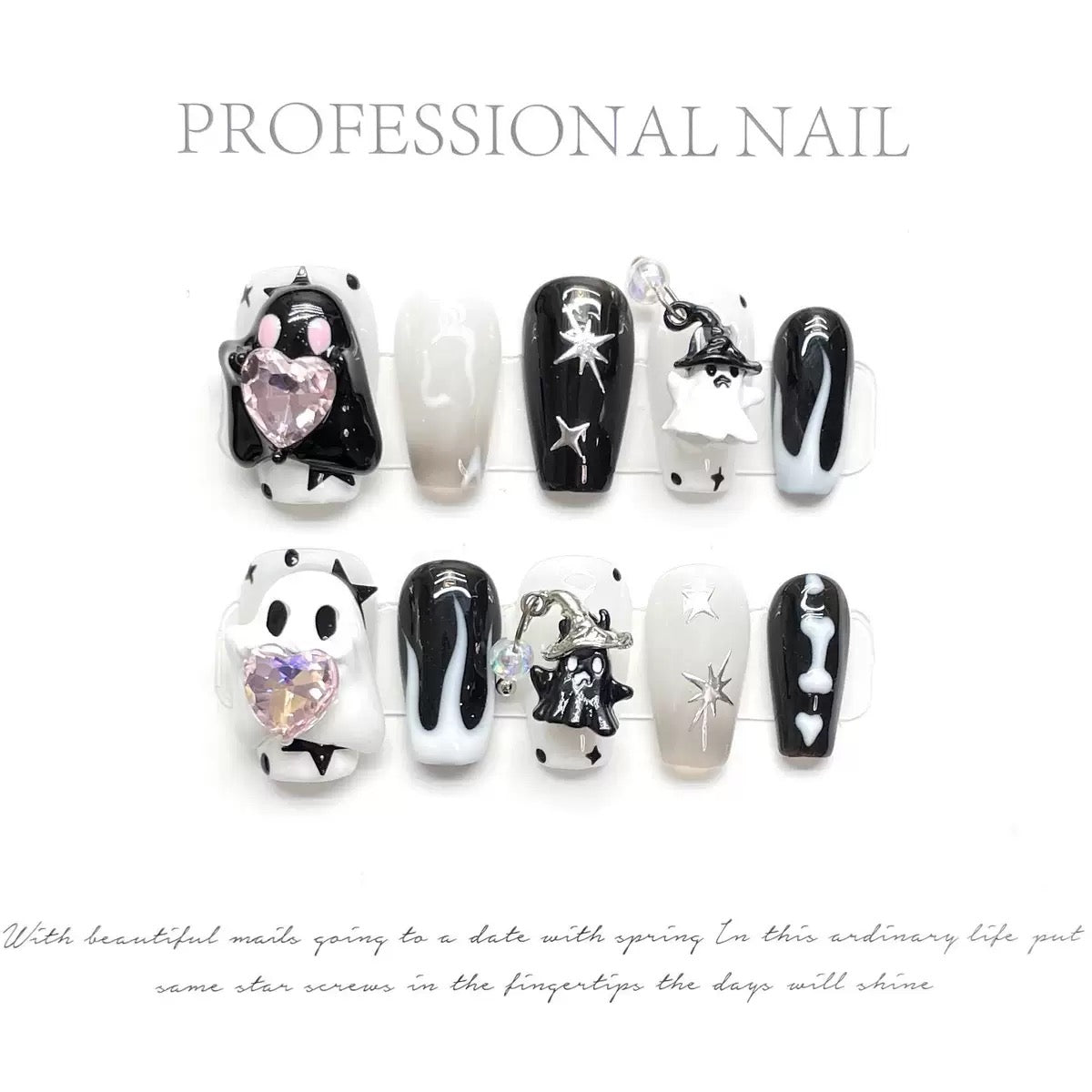 Halloween Blush Pixie - Holiday Handmade Press On Nails