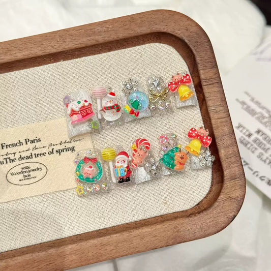 Ice Xmas - Duck Shape Handmade Press On Nails