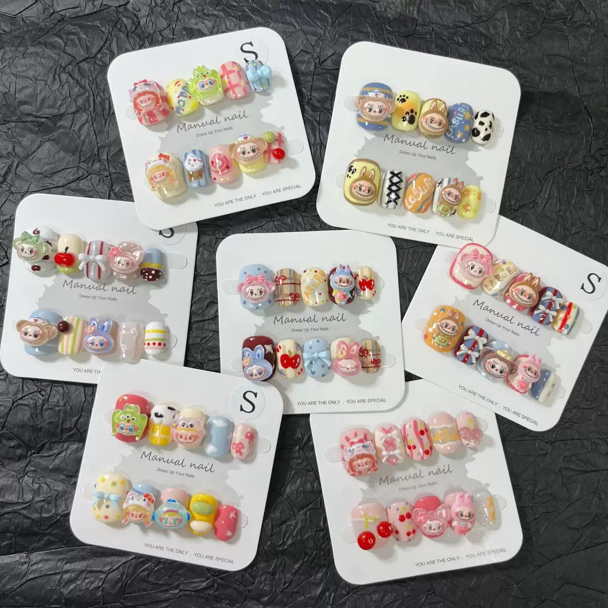 Little Nurse Apple Labubu - Kids Handmade Press On Nails