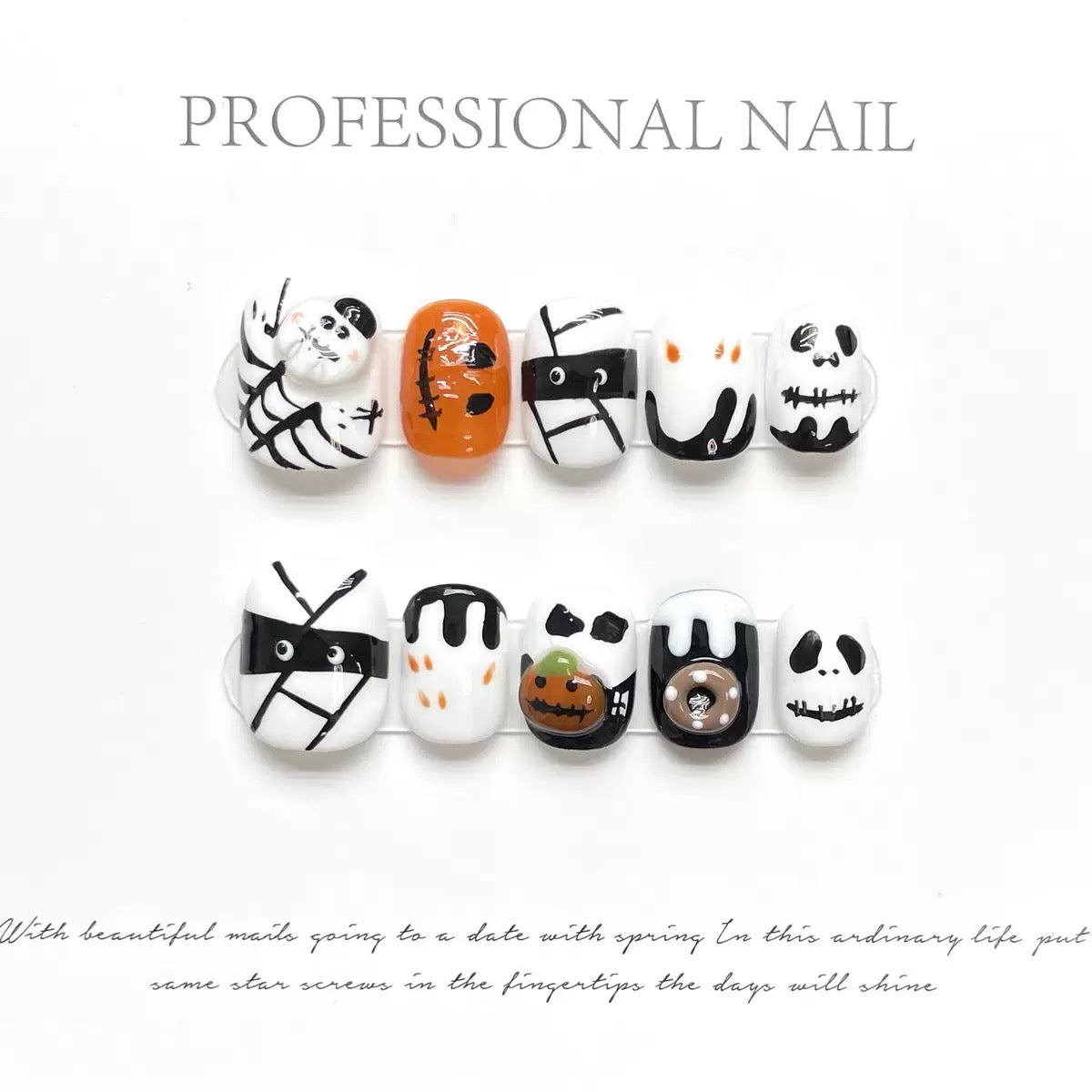 Halloween Blush Pixie - Holiday Handmade Press On Nails