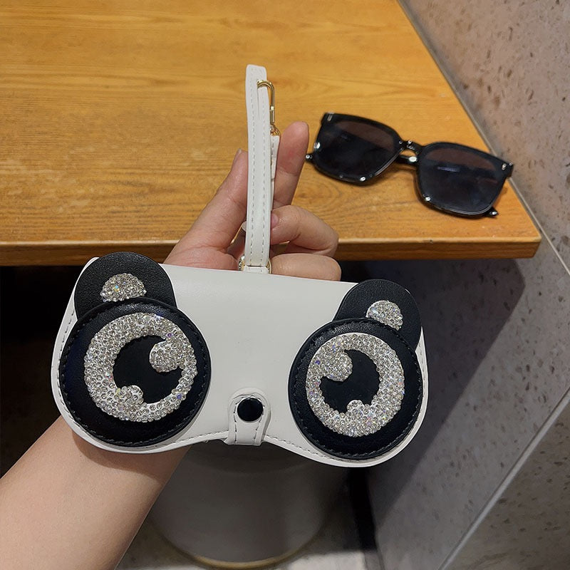 Bling Rhinestone Leather Glasses Case Bag Charm- Fashion Accessories