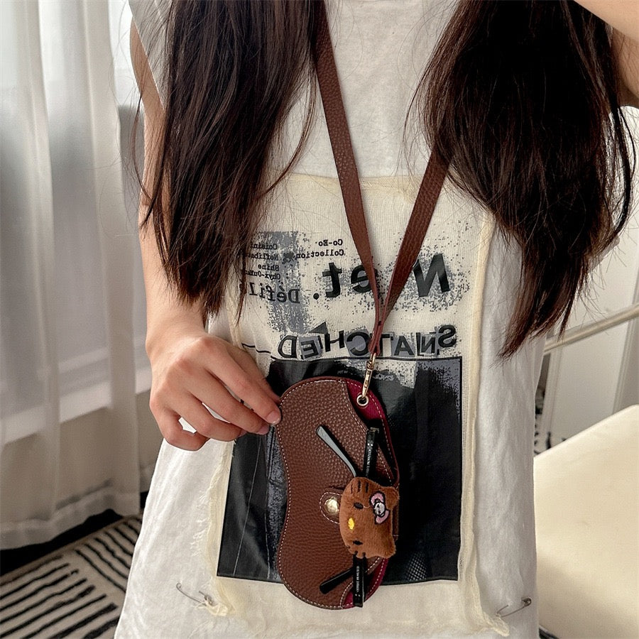Leather Glasses Case Kitty  - Fashion Accessories