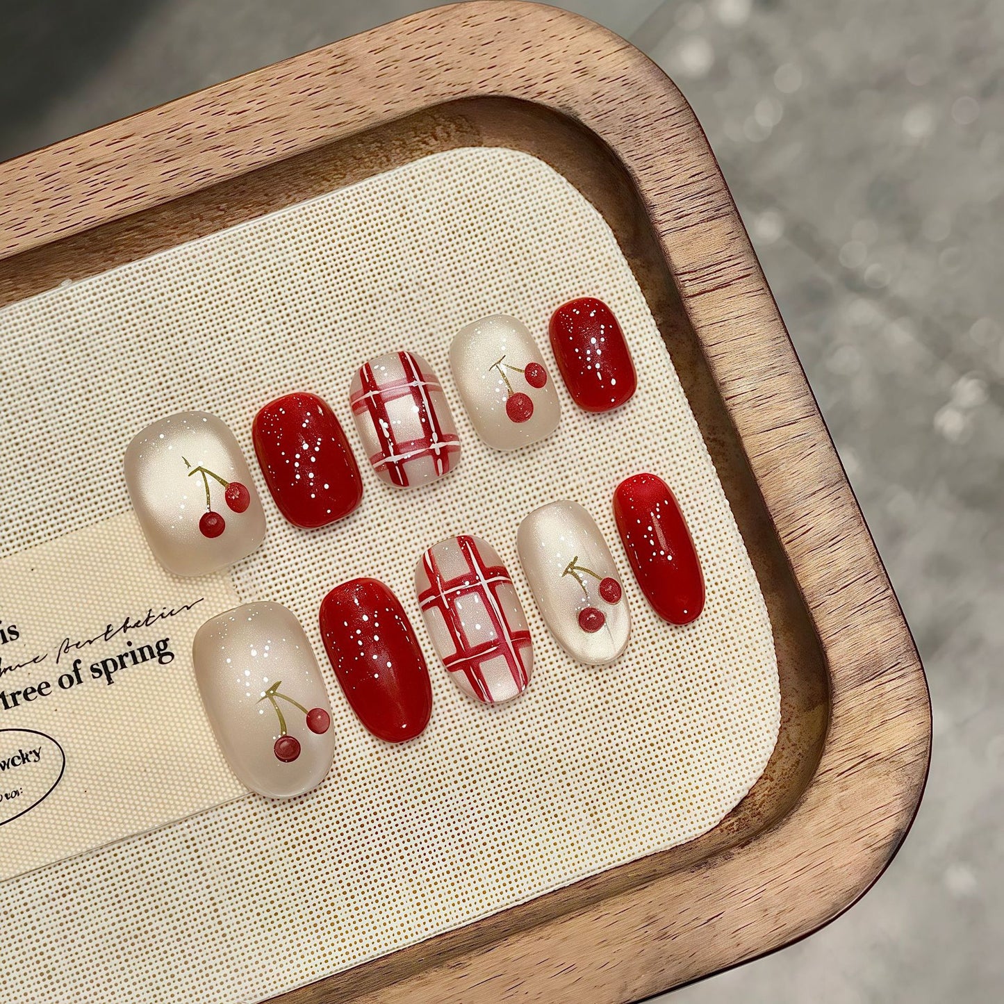 Classic Red Cherry -  Handmade Press On Nails