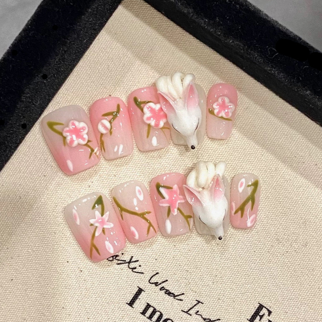Lucky Love Fox -  Handmade Press On Nails