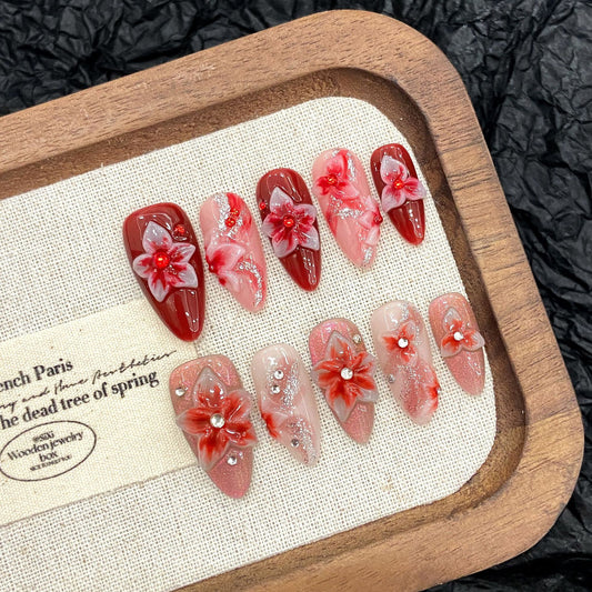 Hope Flower  -  Handmade Press On Nails