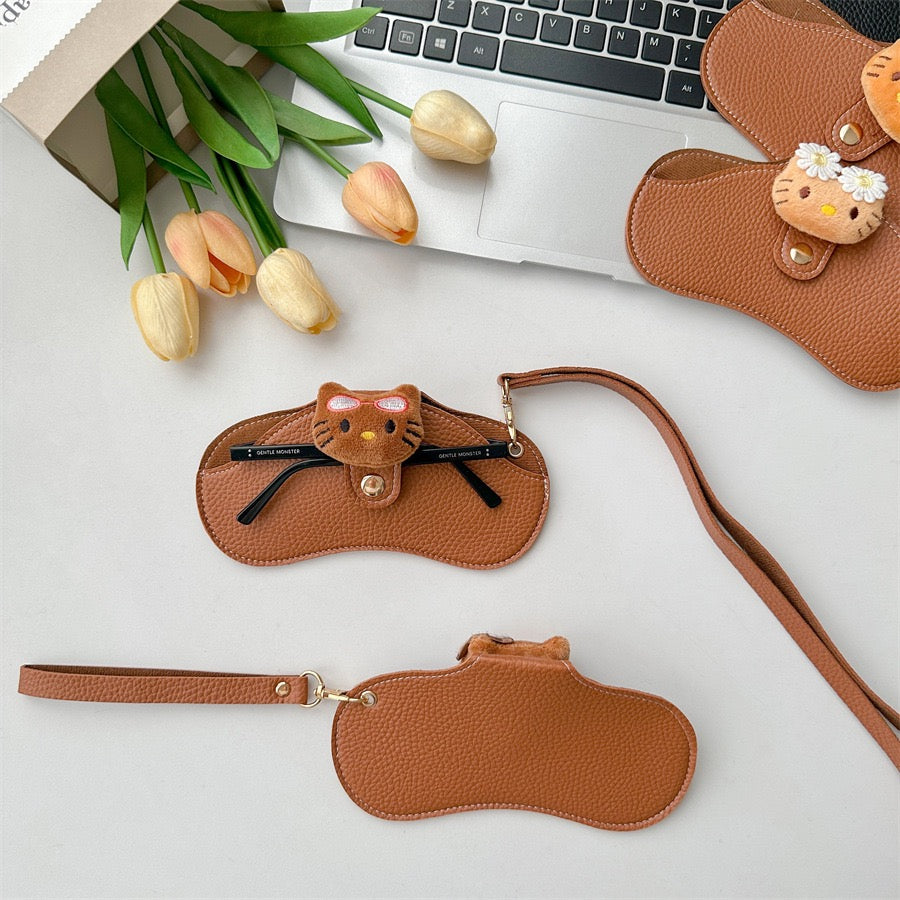 Leather Glasses Case Kitty  - Fashion Accessories