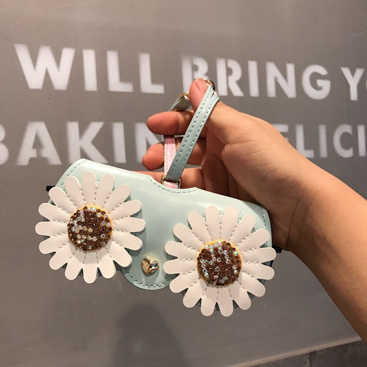 Bling Rhinestone Leather Glasses Case Bag Charm- Fashion Accessories