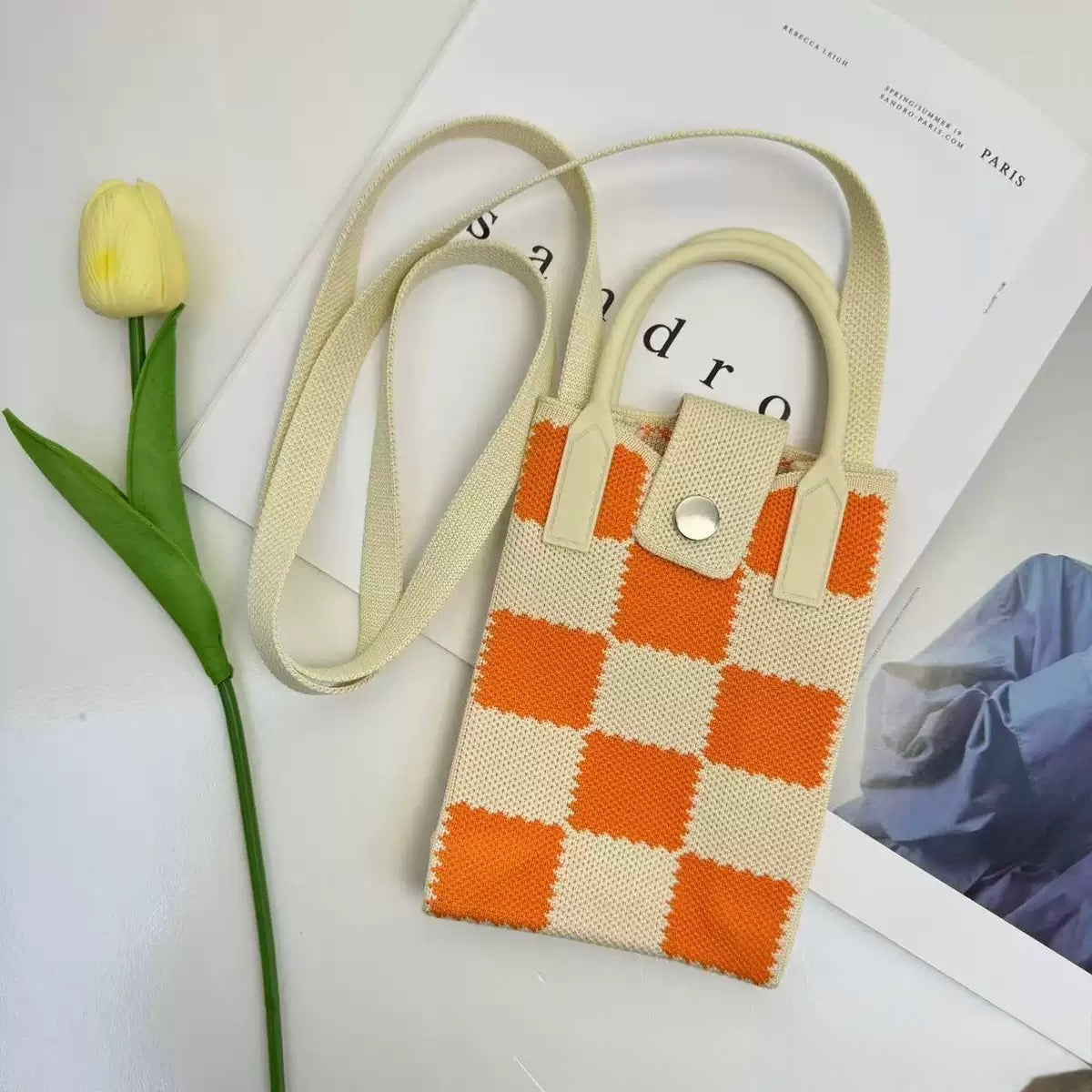 Premium Knit Crossbody Phone Bag