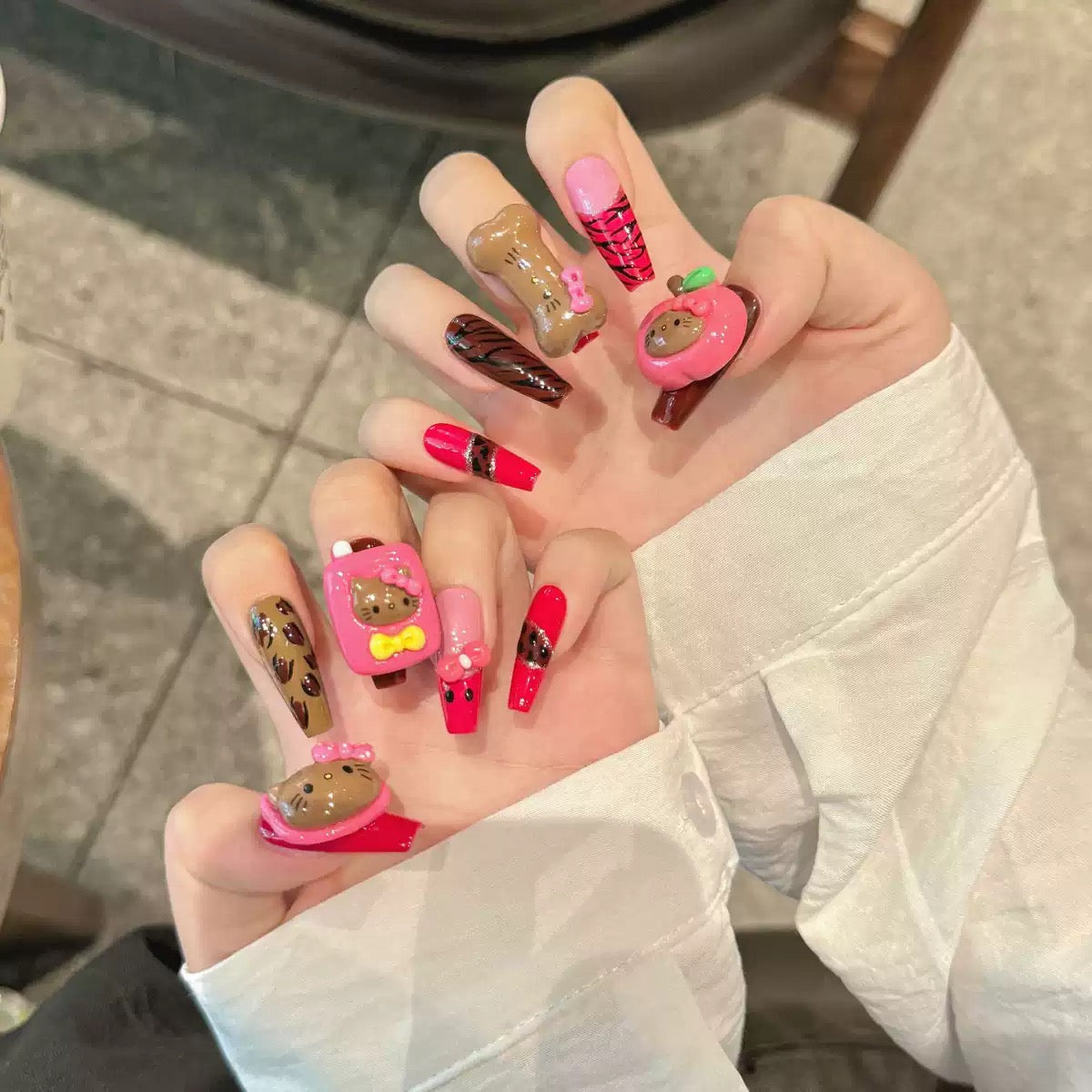 Black KT Vacation -  Handmade Press On Nails