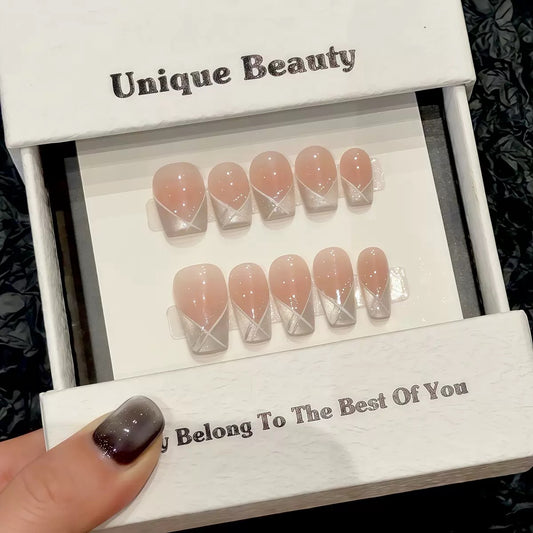 First Love White French  -  Handmade Press On Nails