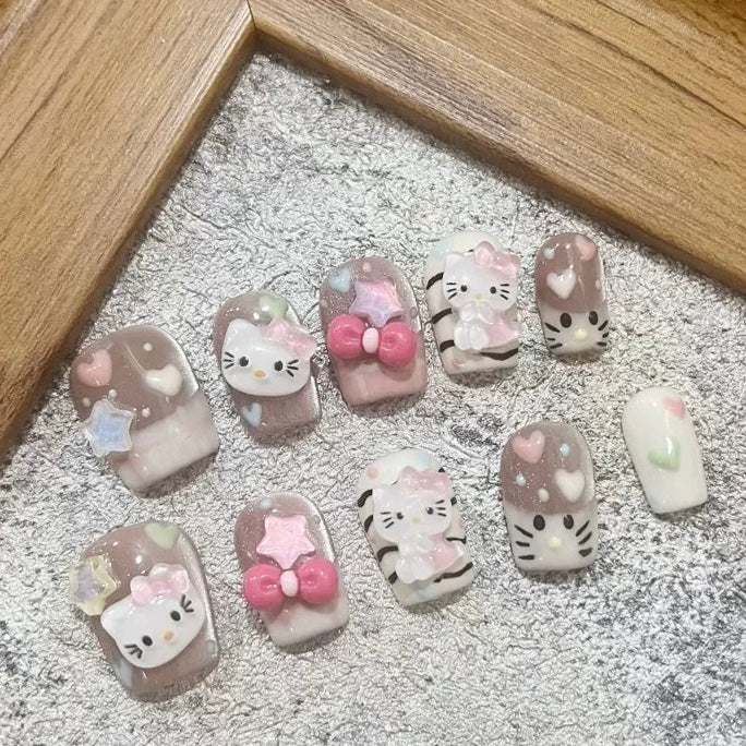 Purple KT - Cute Handmade Press On Nails