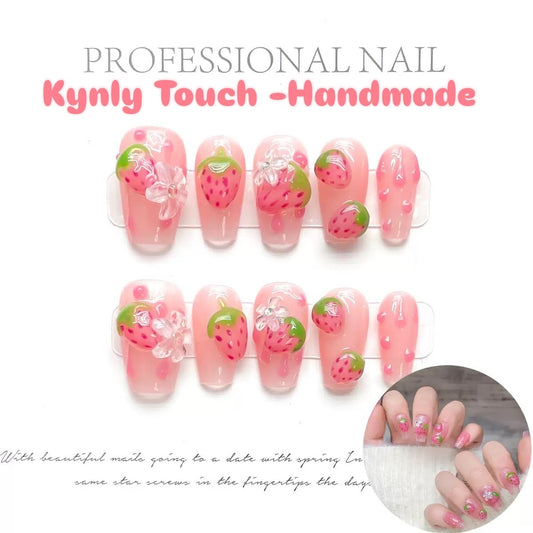 3D Stawberry - Handmade Press On Nails