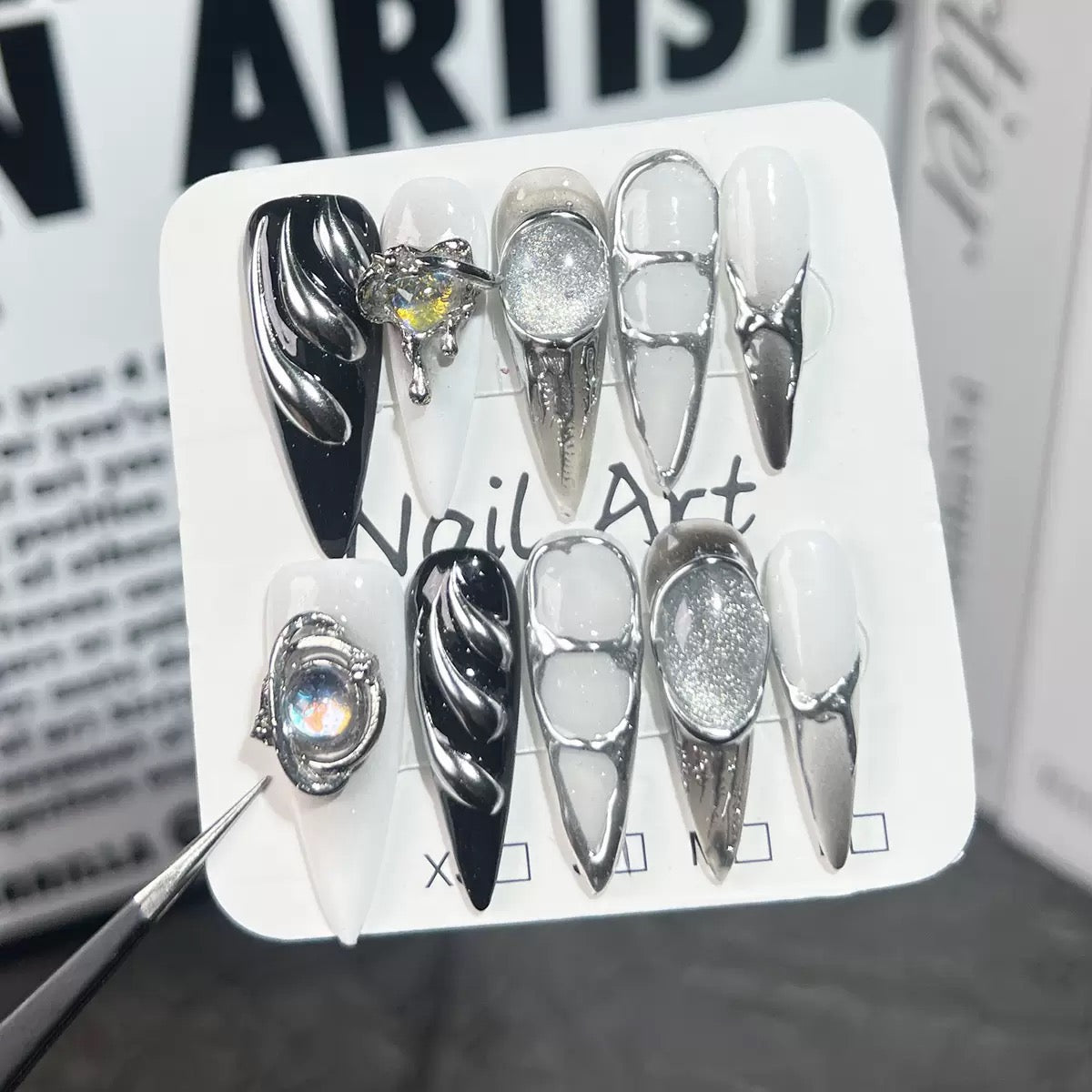 Y2K Black - Handmade Press On Nails