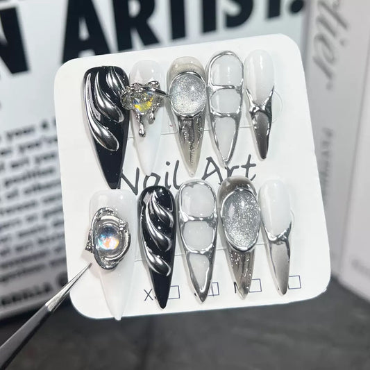 Y2K Black - Handmade Press On Nails