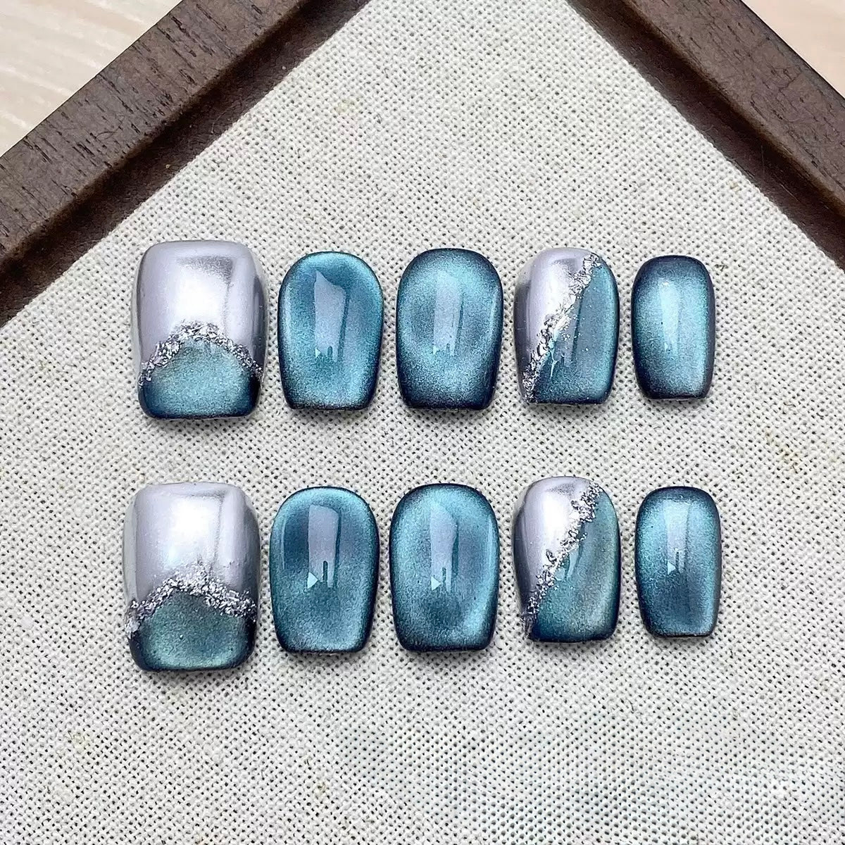 Lake Blue Amber - Fairy Chic Handmade Press On Nails