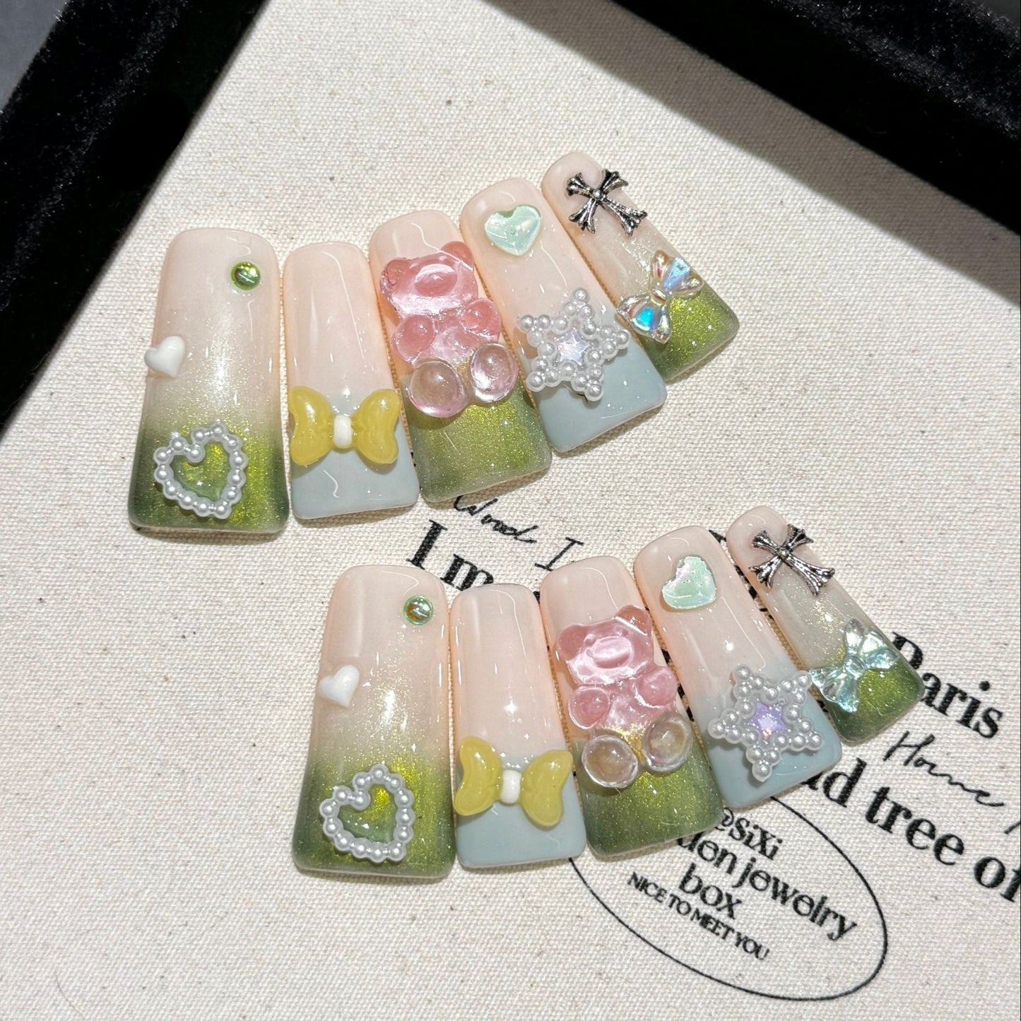 Jelly Bear - Duck Shape Handmade Press On Nails