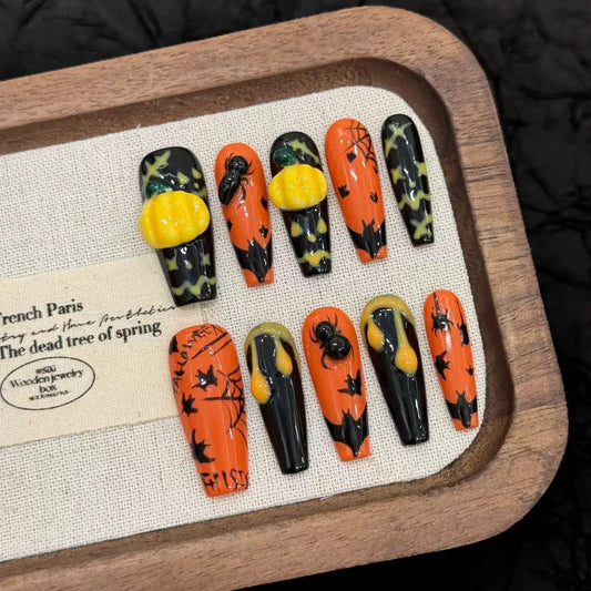 Halloween Pumpkin - Holiday Handmade Press On Nails