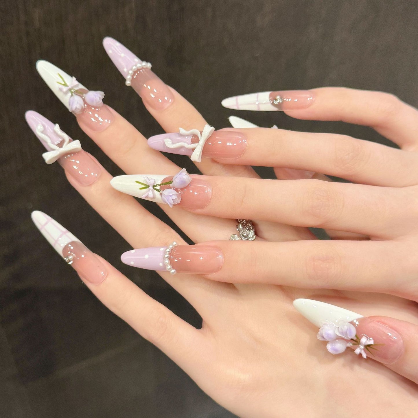 Purple Rose - Long Party Handmade Press On Nails