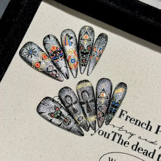 Halloween Ancient Pharaoh - Holiday Handmade Press On Nails