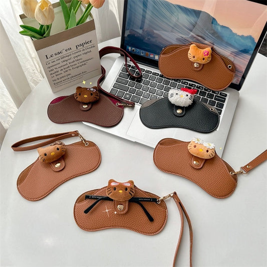 Leather Glasses Case Kitty  - Fashion Accessories