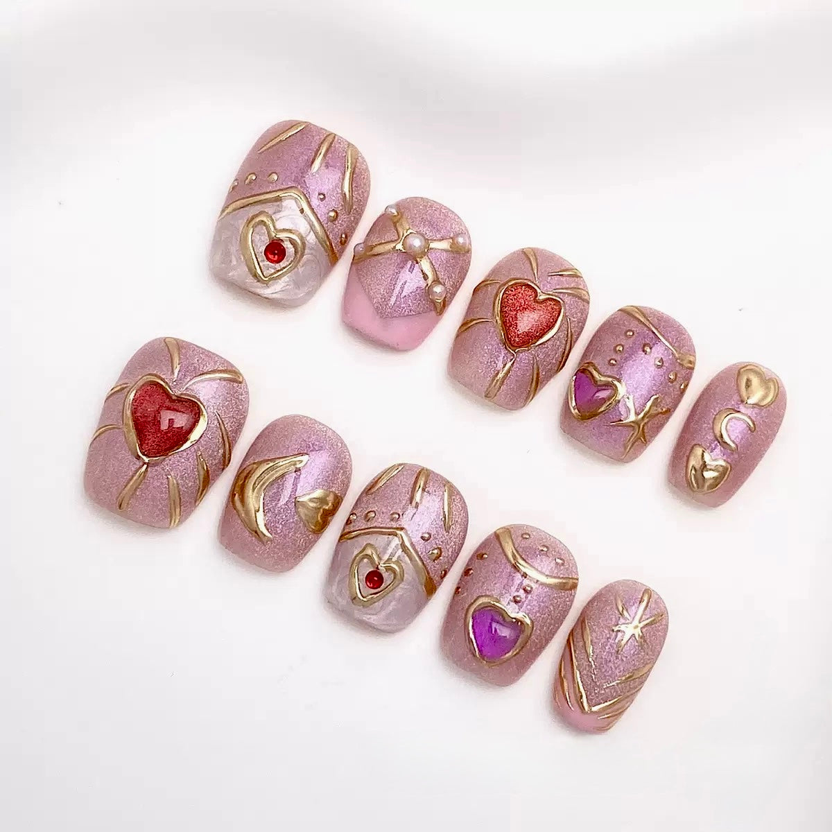 Sweetheart Shine - Fairy Chic Handmade Press On Nails