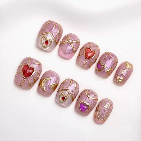 Sweetheart Shine - Fairy Chic Handmade Press On Nails