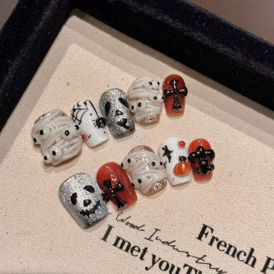 Halloween Wiggly Eyes - Holiday Handmade Press On Nails