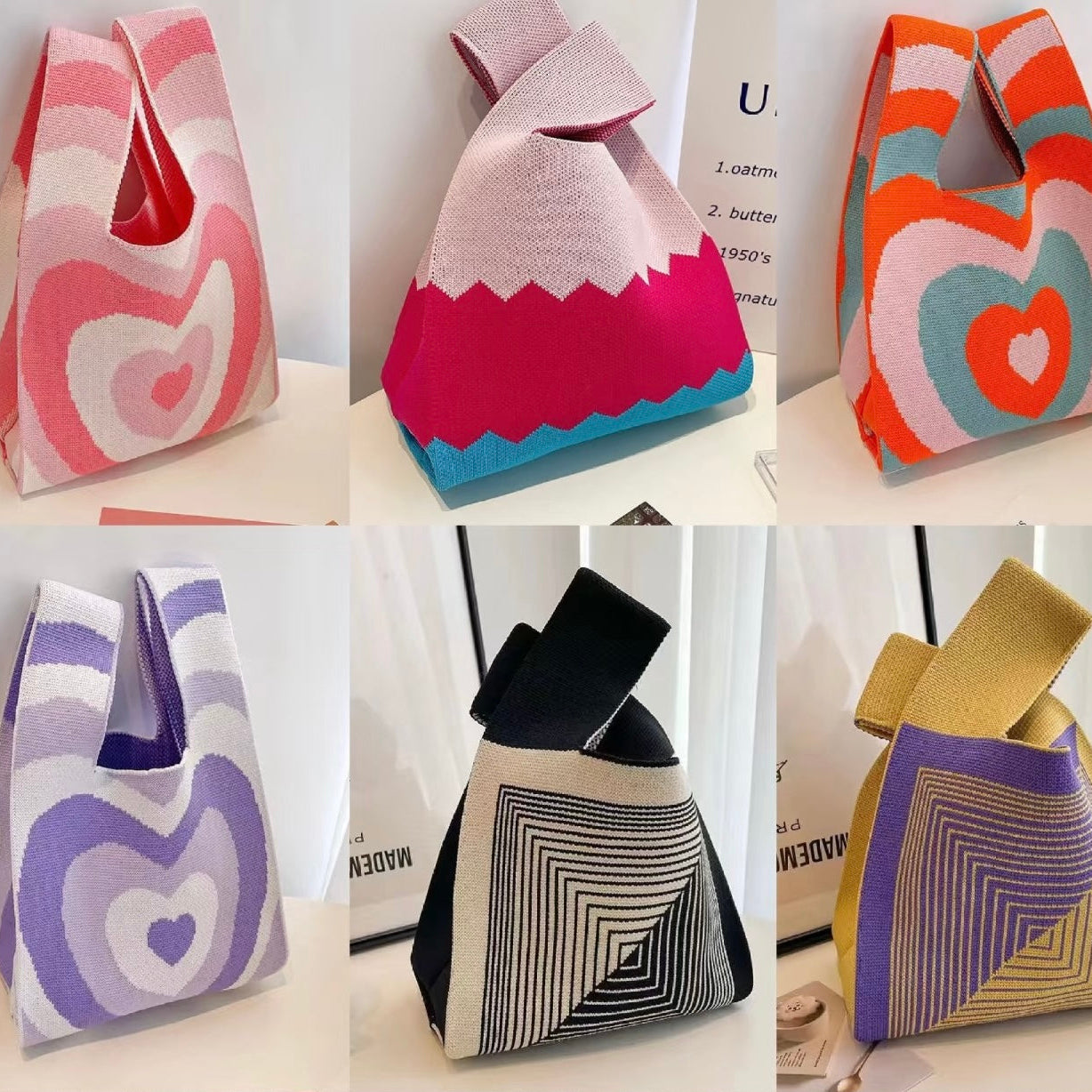 100+ Styles Knit Mini Tote Bags