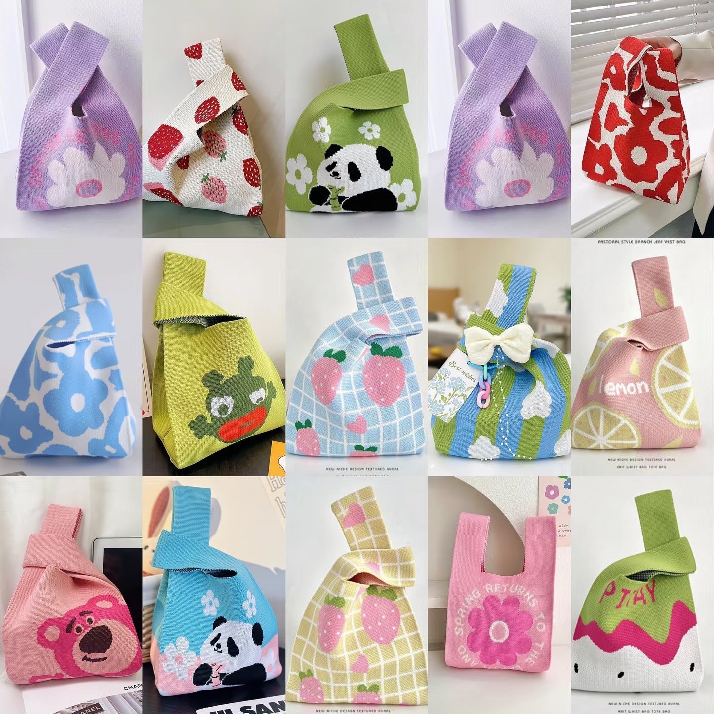 100+ Styles Knit Mini Tote Bags