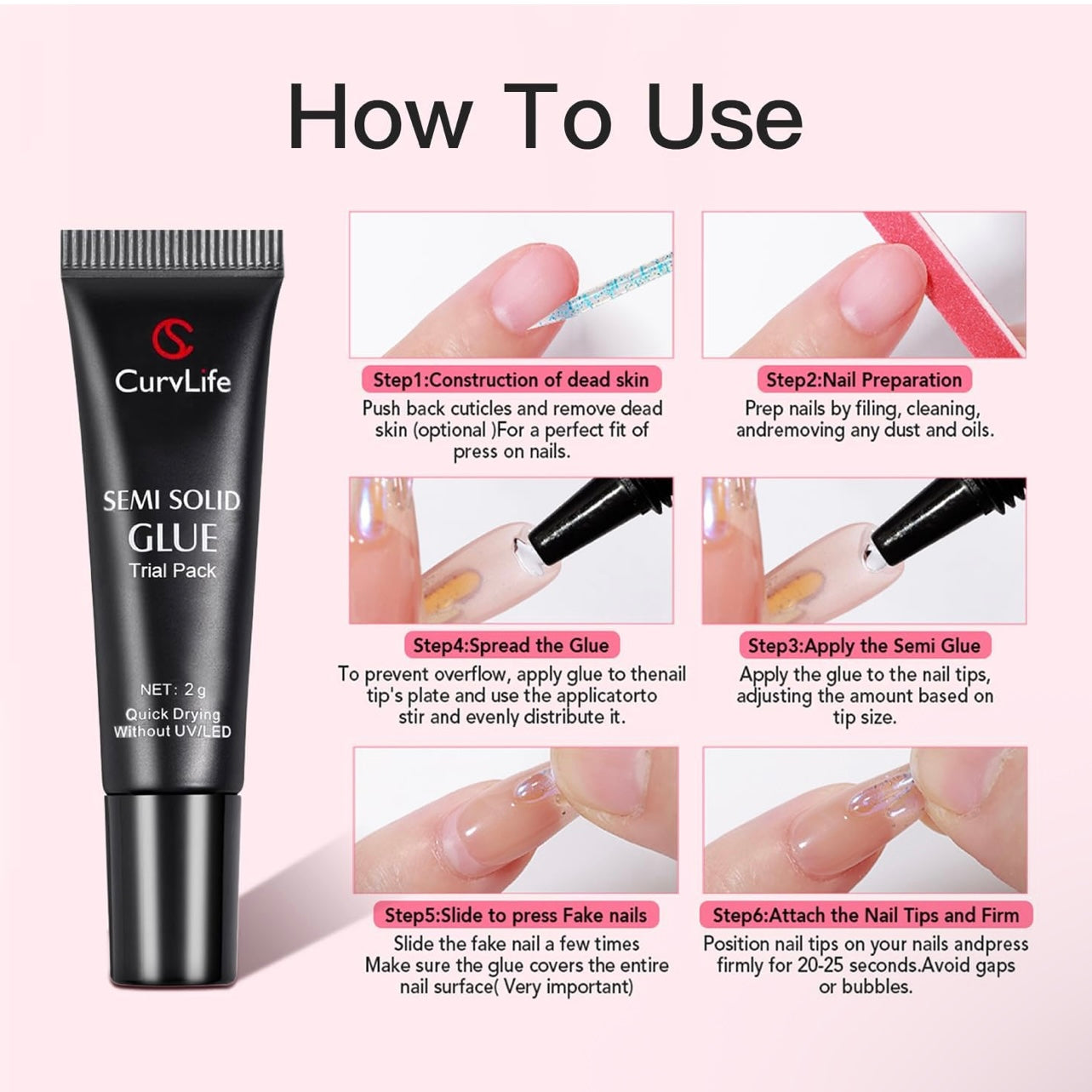 Trial 2g : Long-Lasting Semi-solid Nail Glue- Handmade Press On Nails
