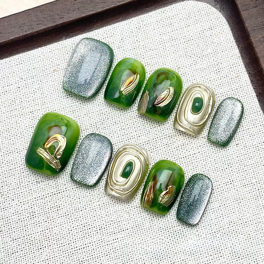 Green Wonderland - Fairy Chic Handmade Press On Nails