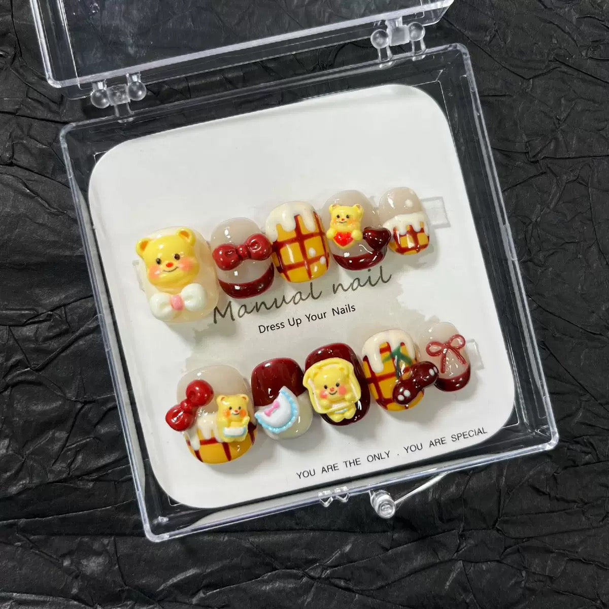 Yellow Bear - Kids Handmade Press On Nails