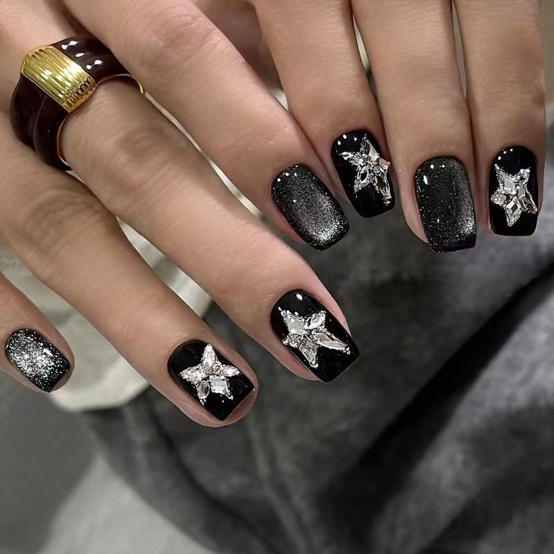 Midnight Twinkling Star - Handmade Press On Nails