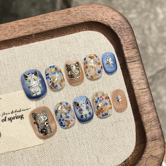 Egyptian Cat-  Handmade Press On Nails