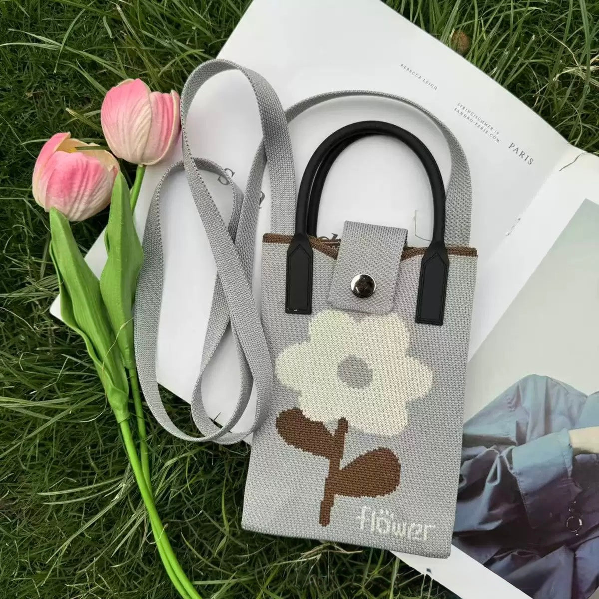 Premium Knit Crossbody Phone Bag
