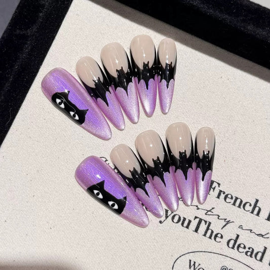 Halloween Purple French - Holiday Handmade Press On Nails