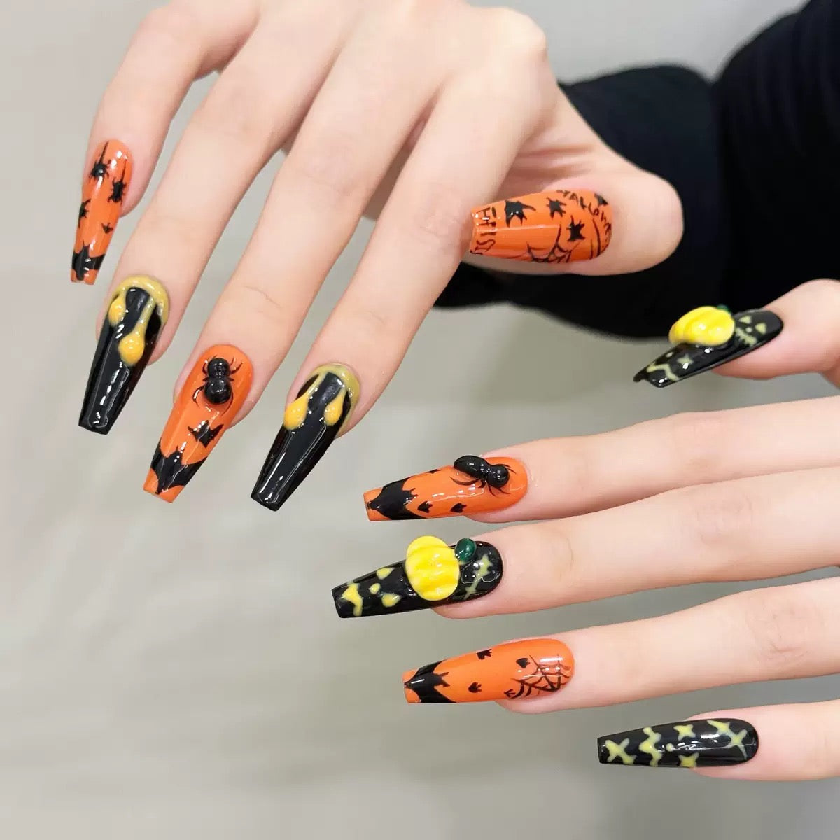 Halloween Pumpkin - Holiday Handmade Press On Nails