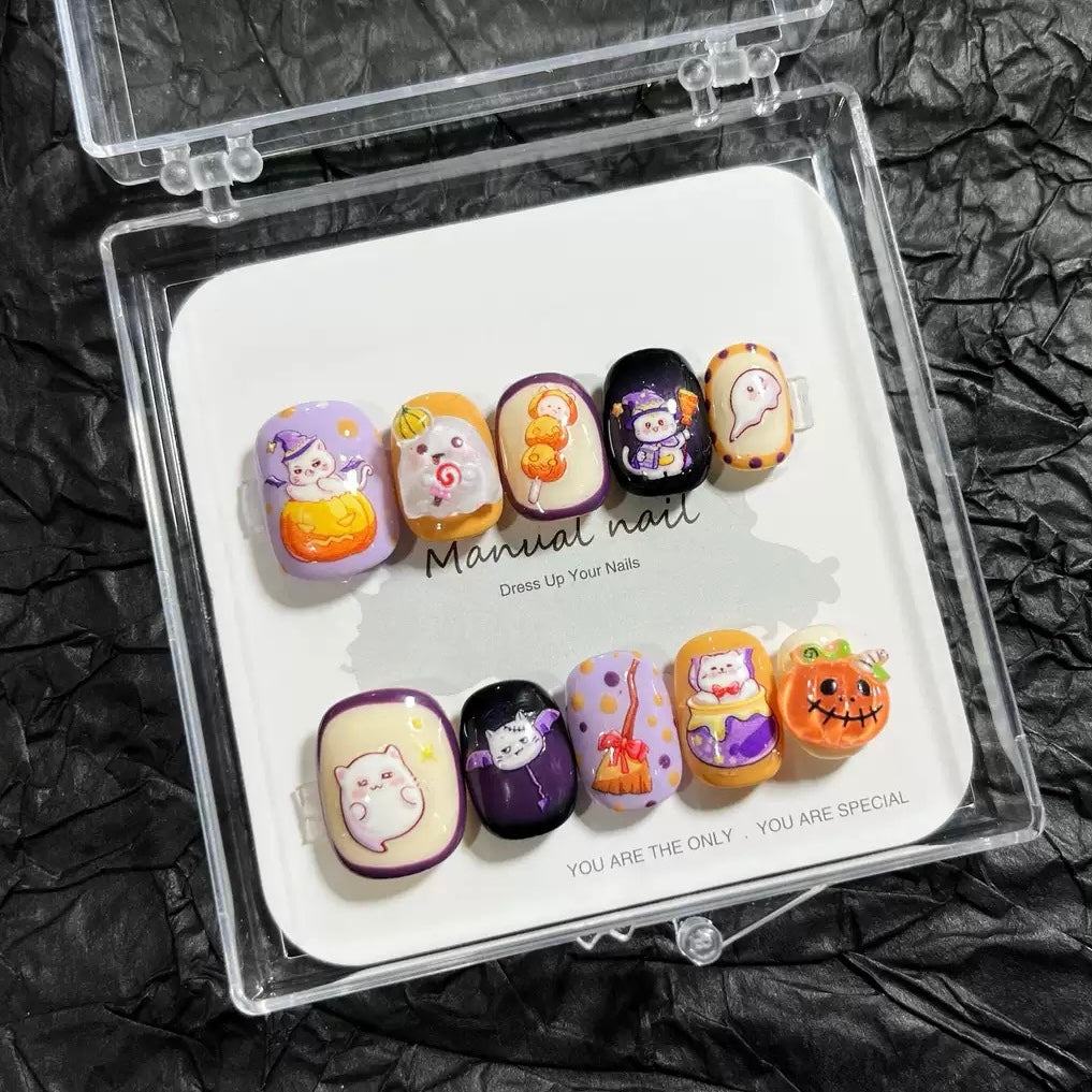 Halloween Purple - Cute Kawaii Handmade Press On Nails