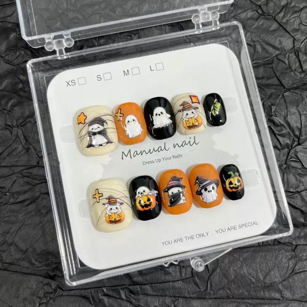 Halloween Cream - Cute Kawaii Handmade Press On Nails