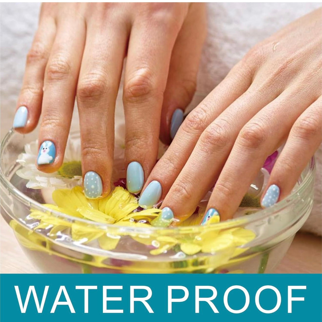 Kids Blue Jelly Sticker Nail Kit - Handmade Press On Nails