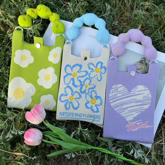 Kawaii Handle - Knit Crossbody Phone Bag