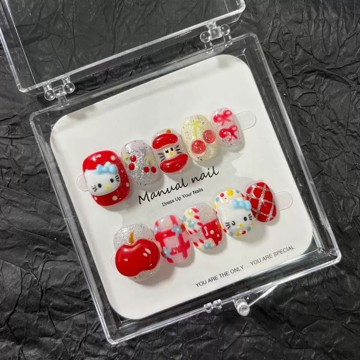 KT & Apple - Cute Kawaii Handmade Press On Nails